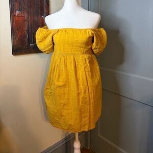 American Eagle Outfitters Mustard Strapless Dress